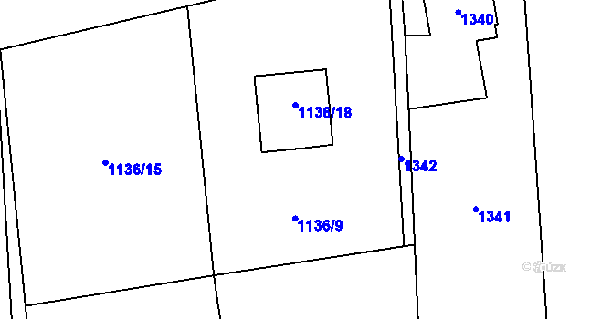 Parcela st. 1136/9 v KÚ Dolní Žukov, Katastrální mapa