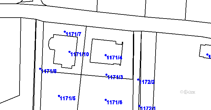 Parcela st. 1171/4 v KÚ Dolní Žukov, Katastrální mapa