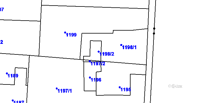 Parcela st. 1198/2 v KÚ Dolní Žukov, Katastrální mapa