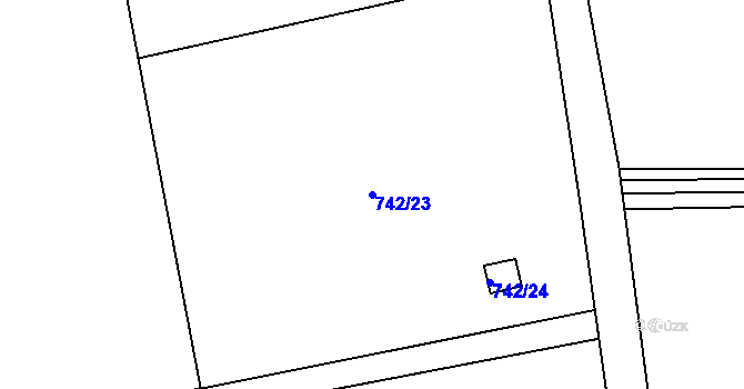 Parcela st. 742/23 v KÚ Dolní Žukov, Katastrální mapa