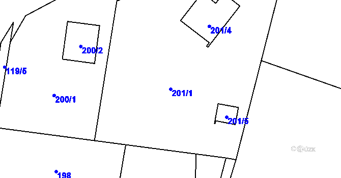 Parcela st. 201/1 v KÚ Dolní Žukov, Katastrální mapa