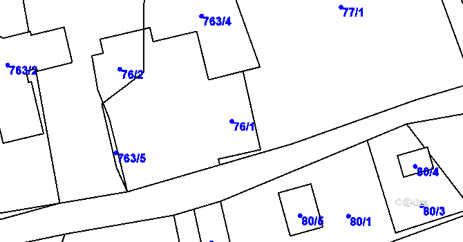 Parcela st. 76/1 v KÚ Dolní Žukov, Katastrální mapa