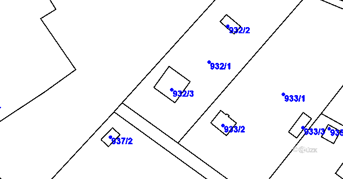 Parcela st. 932/3 v KÚ Dolní Žukov, Katastrální mapa