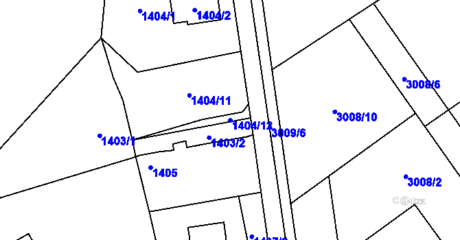 Parcela st. 1404/12 v KÚ Dolní Žukov, Katastrální mapa