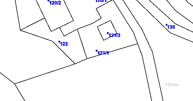 Parcela st. 121/1 v KÚ Dolní Žukov, Katastrální mapa