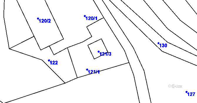 Parcela st. 121/3 v KÚ Dolní Žukov, Katastrální mapa
