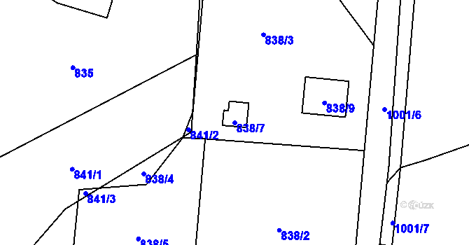 Parcela st. 838/7 v KÚ Dolní Žukov, Katastrální mapa