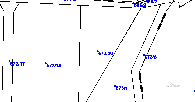 Parcela st. 572/20 v KÚ Dolní Žukov, Katastrální mapa