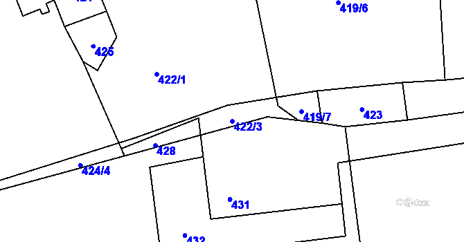 Parcela st. 422/3 v KÚ Dolní Žukov, Katastrální mapa
