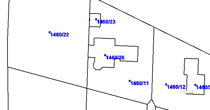 Parcela st. 1460/26 v KÚ Dolní Žukov, Katastrální mapa