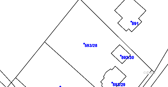 Parcela st. 593/28 v KÚ Dolní Žukov, Katastrální mapa