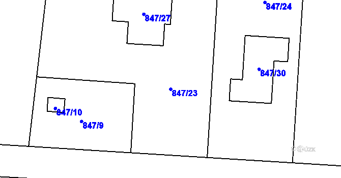 Parcela st. 847/23 v KÚ Dolní Žukov, Katastrální mapa