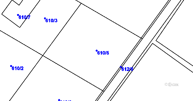 Parcela st. 610/5 v KÚ Dolní Žukov, Katastrální mapa