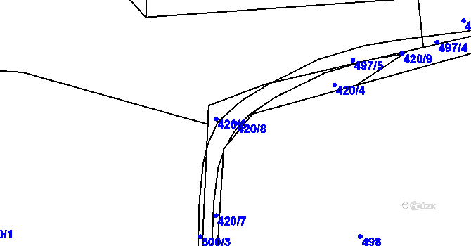 Parcela st. 420/8 v KÚ Dolní Žukov, Katastrální mapa