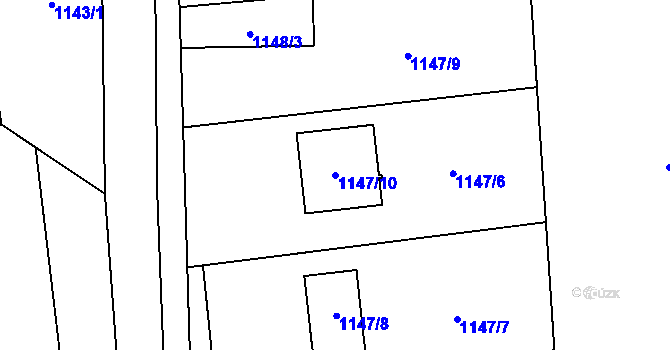 Parcela st. 1147/10 v KÚ Dolní Žukov, Katastrální mapa