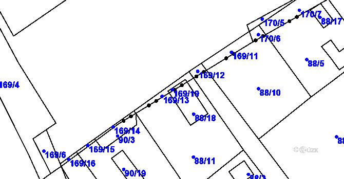 Parcela st. 169/19 v KÚ Český Újezd, Katastrální mapa