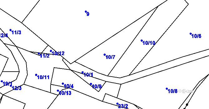 Parcela st. 10/7 v KÚ Střížovice u Ústí nad Labem, Katastrální mapa