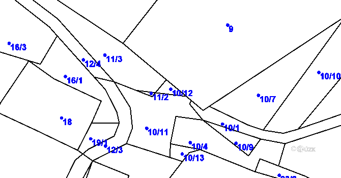 Parcela st. 10/12 v KÚ Střížovice u Ústí nad Labem, Katastrální mapa
