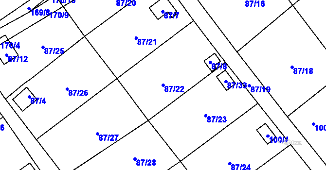 Parcela st. 87/22 v KÚ Střížovice u Ústí nad Labem, Katastrální mapa