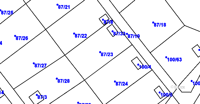 Parcela st. 87/23 v KÚ Střížovice u Ústí nad Labem, Katastrální mapa