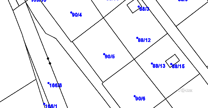 Parcela st. 90/5 v KÚ Střížovice u Ústí nad Labem, Katastrální mapa