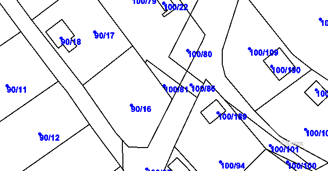 Parcela st. 100/81 v KÚ Střížovice u Ústí nad Labem, Katastrální mapa