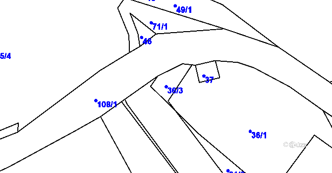 Parcela st. 36/3 v KÚ Střížovice u Ústí nad Labem, Katastrální mapa