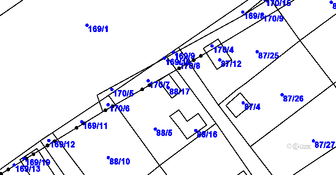 Parcela st. 88/17 v KÚ Střížovice u Ústí nad Labem, Katastrální mapa