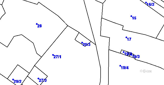 Parcela st. 20/3 v KÚ Střížovice u Ústí nad Labem, Katastrální mapa