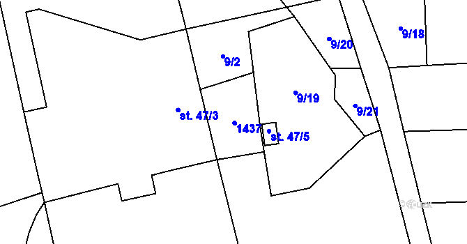 Parcela st. 47/2 v KÚ Čestice, Katastrální mapa