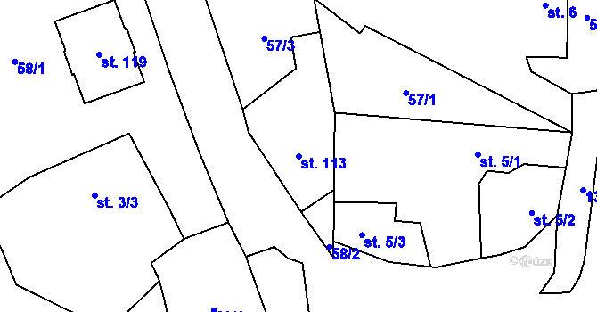 Parcela st. 113 v KÚ Čestice, Katastrální mapa
