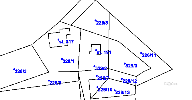 Parcela st. 181 v KÚ Čestice, Katastrální mapa