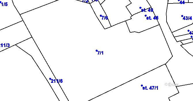 Parcela st. 7/1 v KÚ Čestice, Katastrální mapa