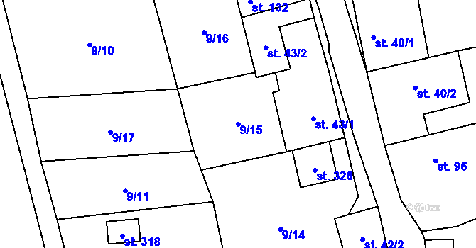 Parcela st. 9/15 v KÚ Čestice, Katastrální mapa