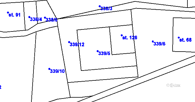 Parcela st. 339/5 v KÚ Čestice, Katastrální mapa