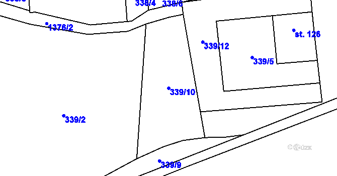 Parcela st. 339/10 v KÚ Čestice, Katastrální mapa