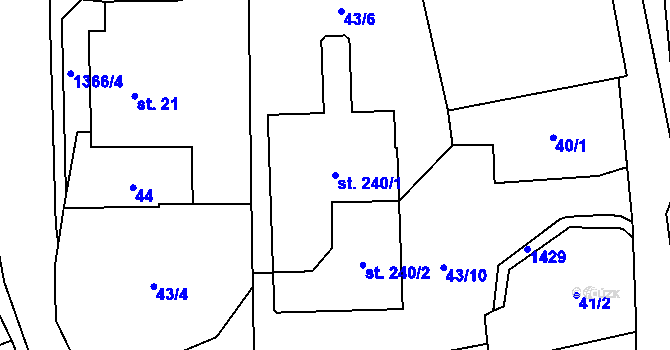 Parcela st. 240/1 v KÚ Čestice, Katastrální mapa