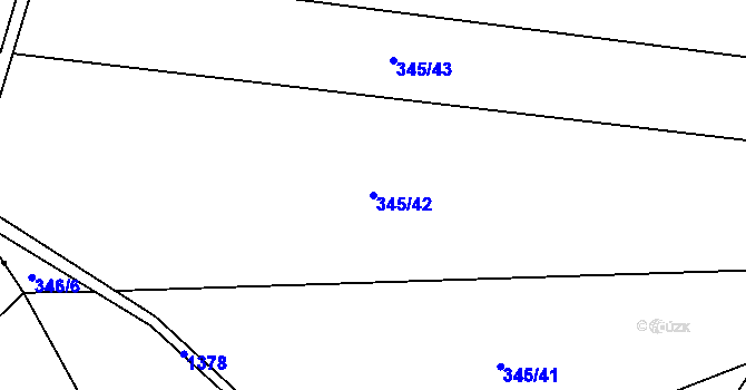 Parcela st. 345/42 v KÚ Čestice, Katastrální mapa