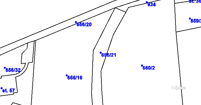 Parcela st. 656/21 v KÚ Nuzín, Katastrální mapa