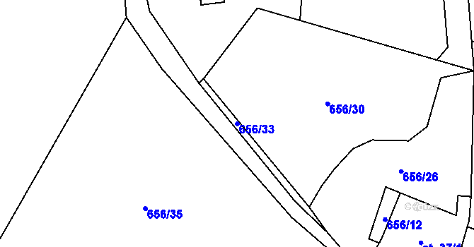 Parcela st. 656/33 v KÚ Nuzín, Katastrální mapa