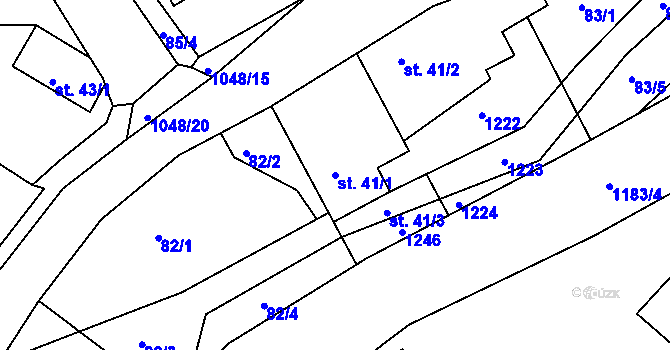 Parcela st. 41/1 v KÚ Čestice u Častolovic, Katastrální mapa