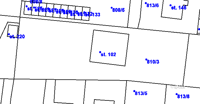 Parcela st. 102 v KÚ Čestice u Častolovic, Katastrální mapa