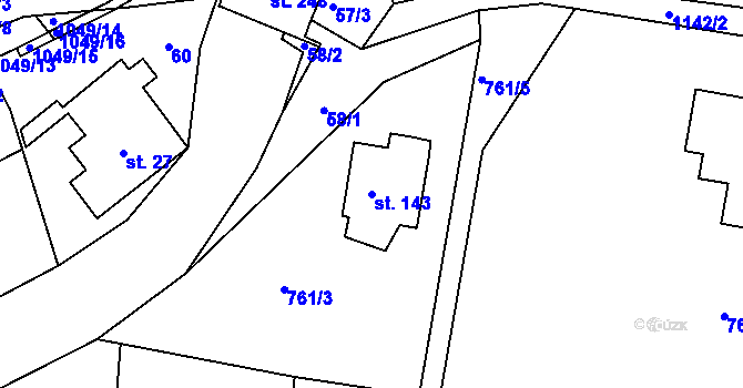Parcela st. 143 v KÚ Čestice u Častolovic, Katastrální mapa