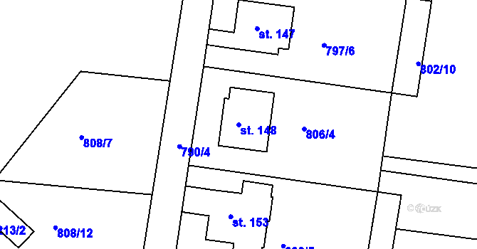 Parcela st. 148 v KÚ Čestice u Častolovic, Katastrální mapa