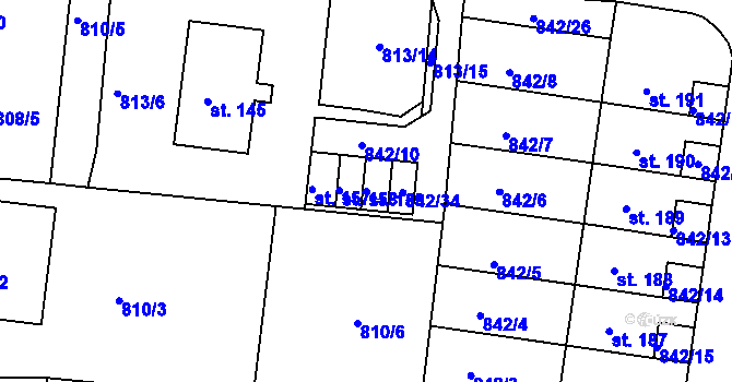 Parcela st. 159 v KÚ Čestice u Častolovic, Katastrální mapa