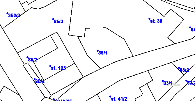 Parcela st. 85/1 v KÚ Čestice u Častolovic, Katastrální mapa