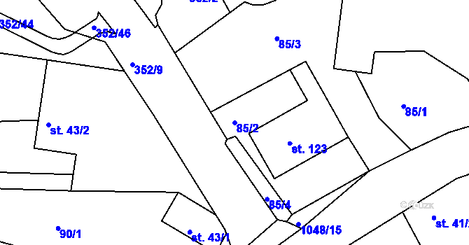 Parcela st. 85/2 v KÚ Čestice u Častolovic, Katastrální mapa