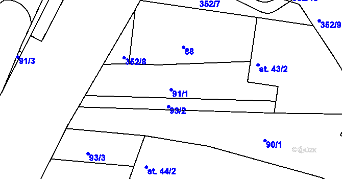 Parcela st. 91/1 v KÚ Čestice u Častolovic, Katastrální mapa