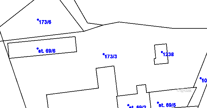Parcela st. 173/3 v KÚ Čestice u Častolovic, Katastrální mapa