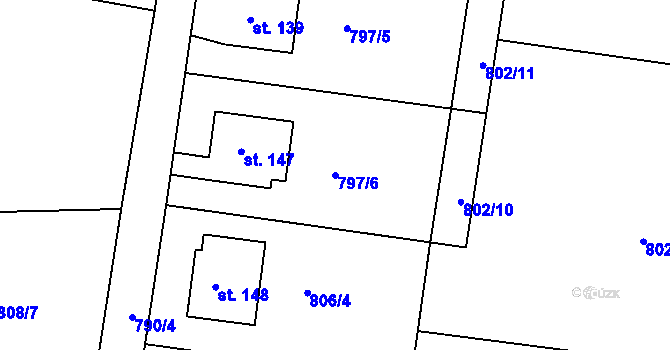 Parcela st. 797/6 v KÚ Čestice u Častolovic, Katastrální mapa